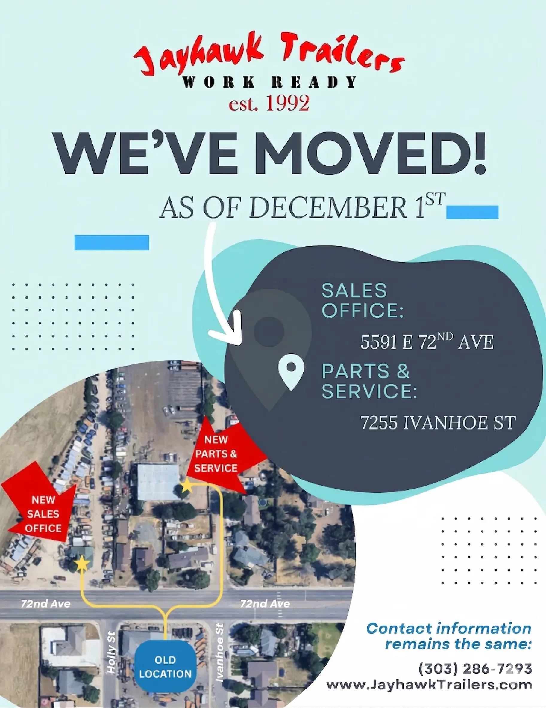 Jayhawk Trailers will be Moving Across the street